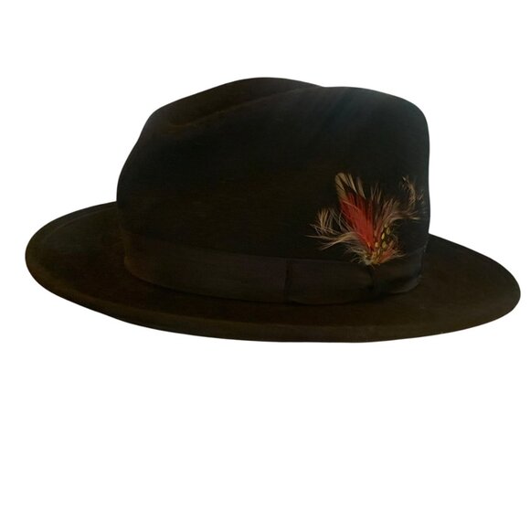 Pendleton Mens Fedora Hat Large 100% Wool Black Feather Accent Vintage Style - Picture 5 of 13